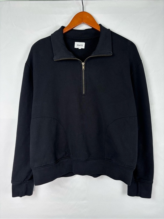 MATE the Label Tops - Mate Organic Fleece Quarter Zip Sweatshirt Black Size M